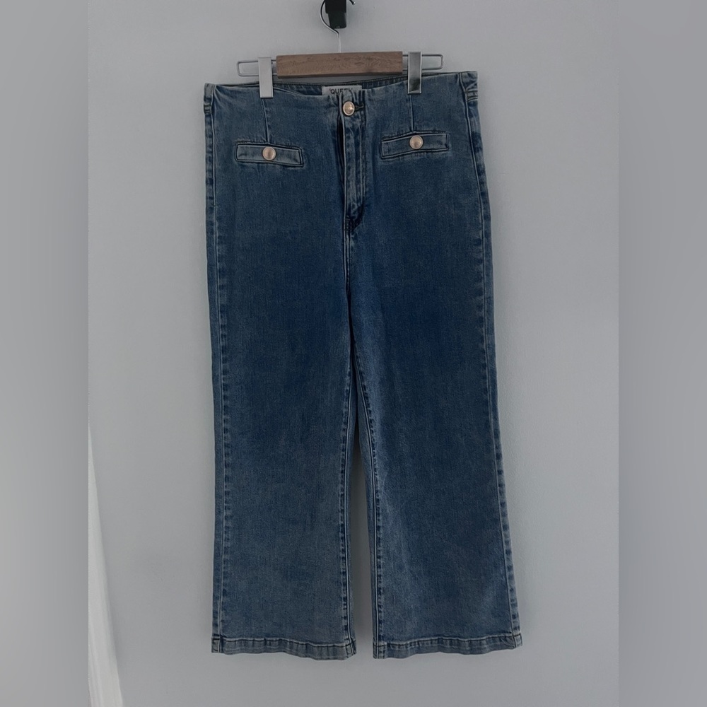 Queen Hearts Blue Denim Jeans crop
Wide leg